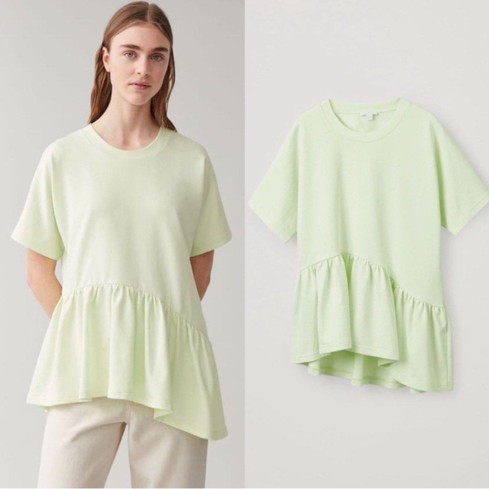 COS Ruffle T-shirt, Asymmetrical T-shirt tunic, 100% Cotton